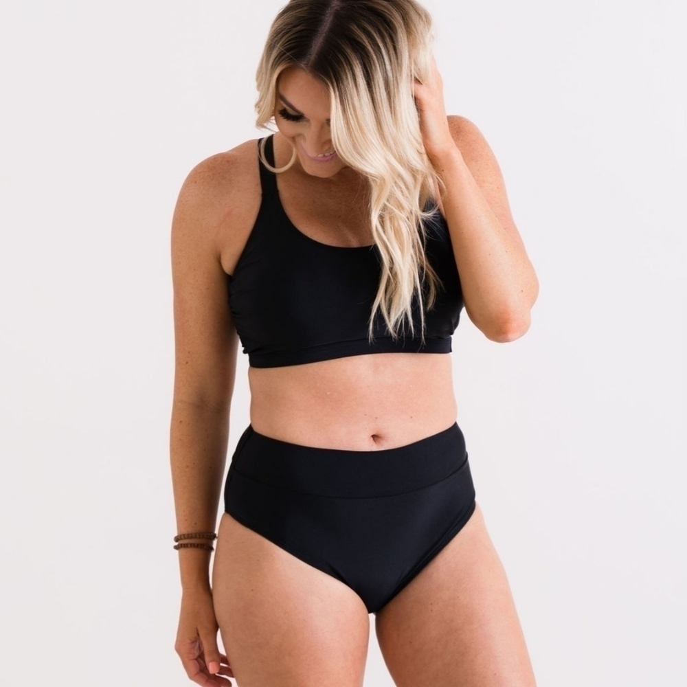 NWT Set: Athletic Sports Bralette Bikini and Midrise Full Coverage Swim …